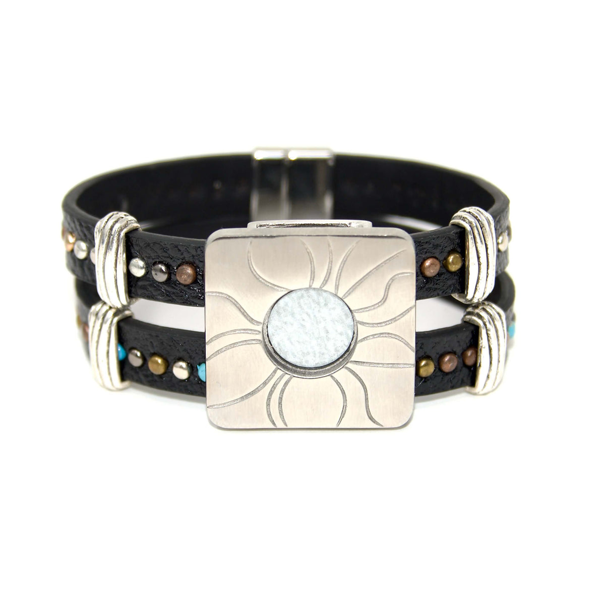 Black Defender Bracelet 2 Studded Bands